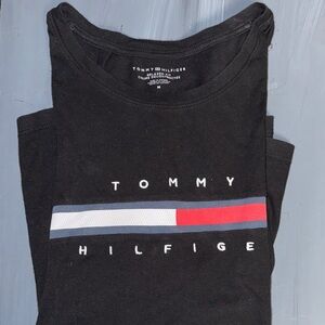 Tommy Hilfiger Black Tee with Red and Blue Logo